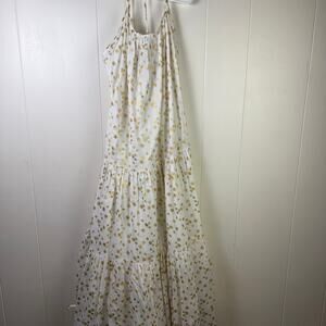 Sundress White Gold‎ Cotton Maxi Flare Dress